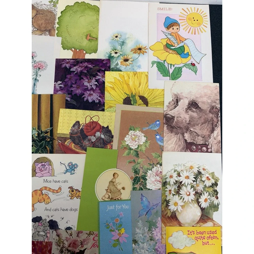 Vintage Thinking of You Cards Fronts ONLY Scrapbooking Crafts Lot of 50+
